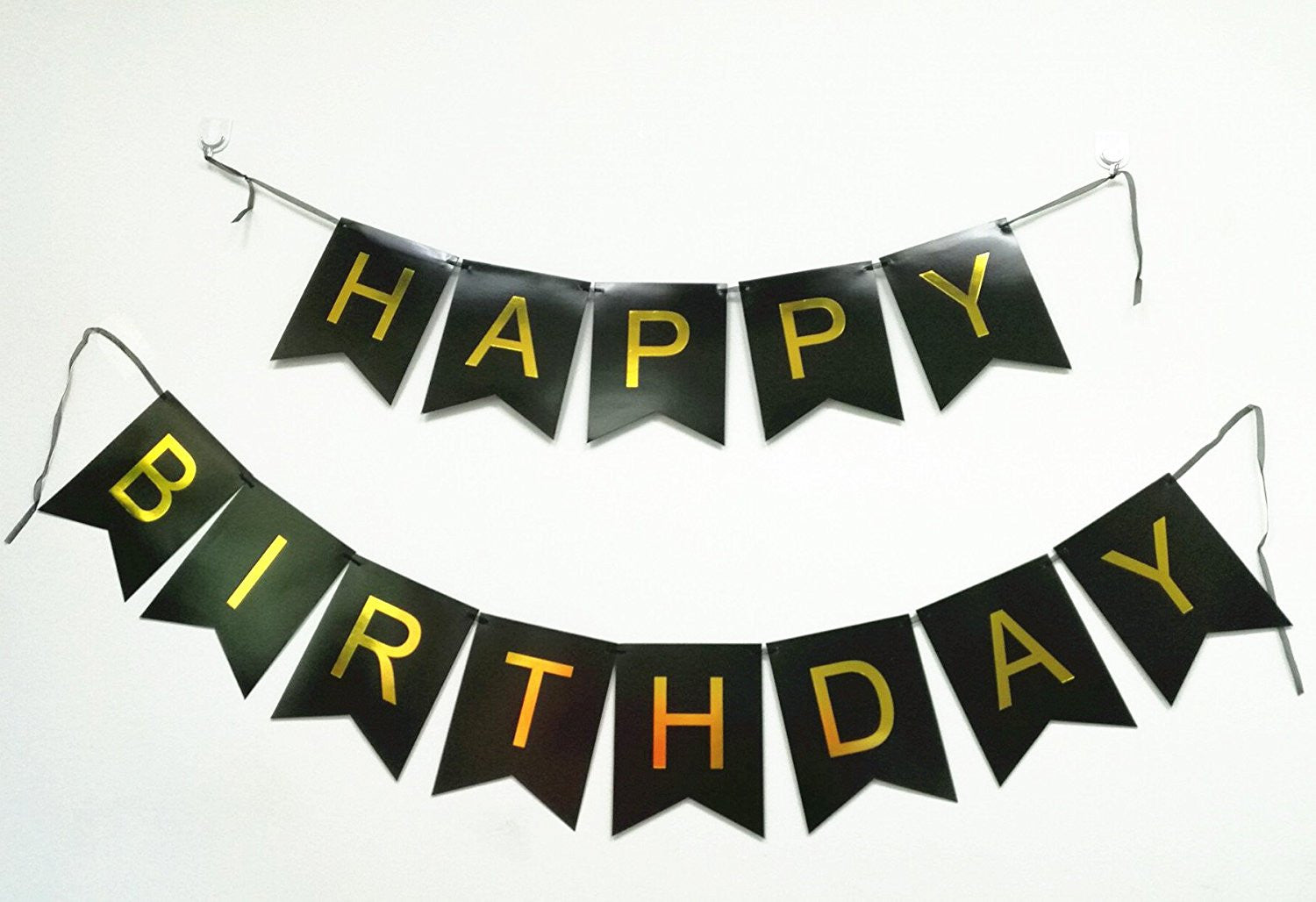 Originals Group Black Gold Foiled Star Happy Birthday Bunting Banner for Party Decorations - Originalsgroup