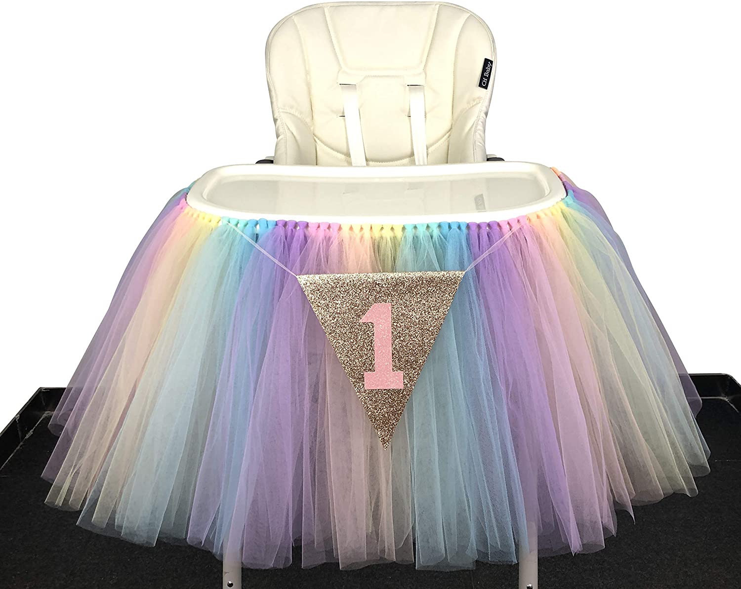 Originals Group 1st Birthday Originals Group 1st Birthday Frozen Tutu for High Chair Decoration for Party SuppliesTutu for High Chair Decoration for Party Supplies (Rainbow) - Originalsgroup