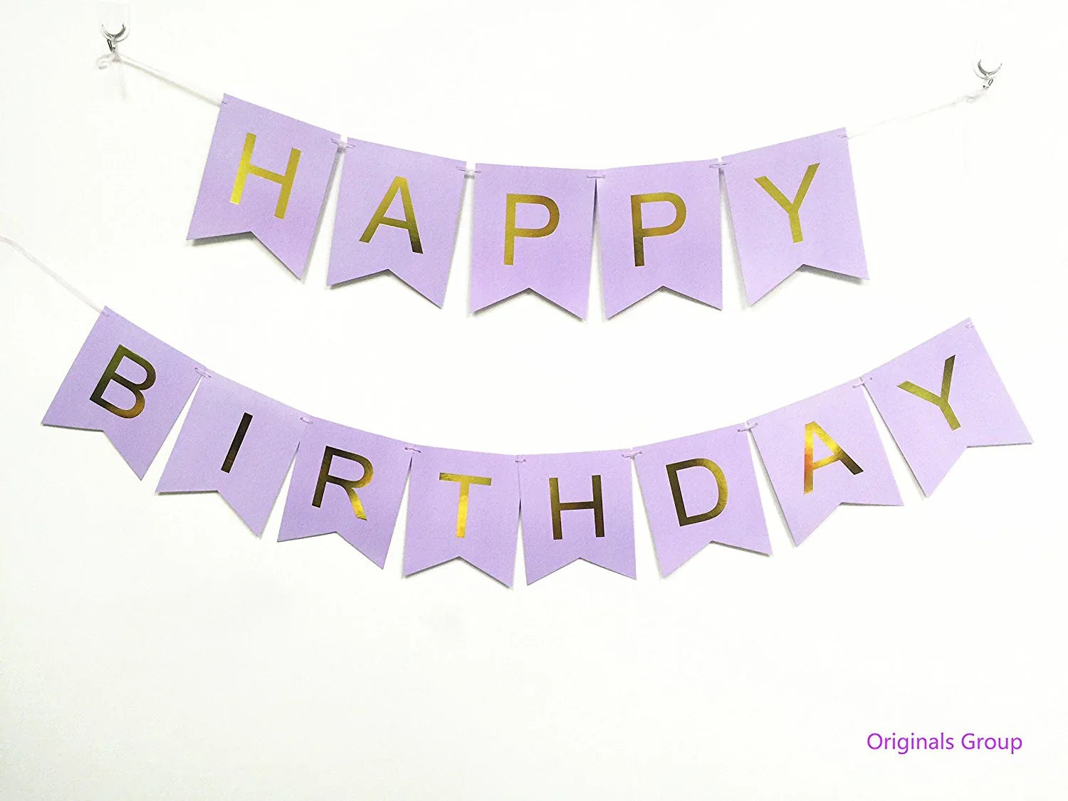 Originals Group Lavender Gold Foiled Star Happy Birthday Bunting Banner for Party Decorations - Originalsgroup