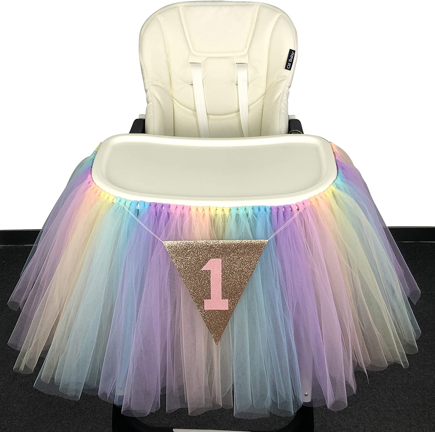 Originals Group 1st Birthday Originals Group 1st Birthday Frozen Tutu for High Chair Decoration for Party SuppliesTutu for High Chair Decoration for Party Supplies (Rainbow) - Originalsgroup