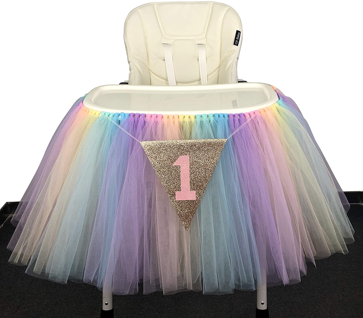 Originals Group 1st Birthday Originals Group 1st Birthday Frozen Tutu for High Chair Decoration for Party SuppliesTutu for High Chair Decoration for Party Supplies (Rainbow) - Originalsgroup