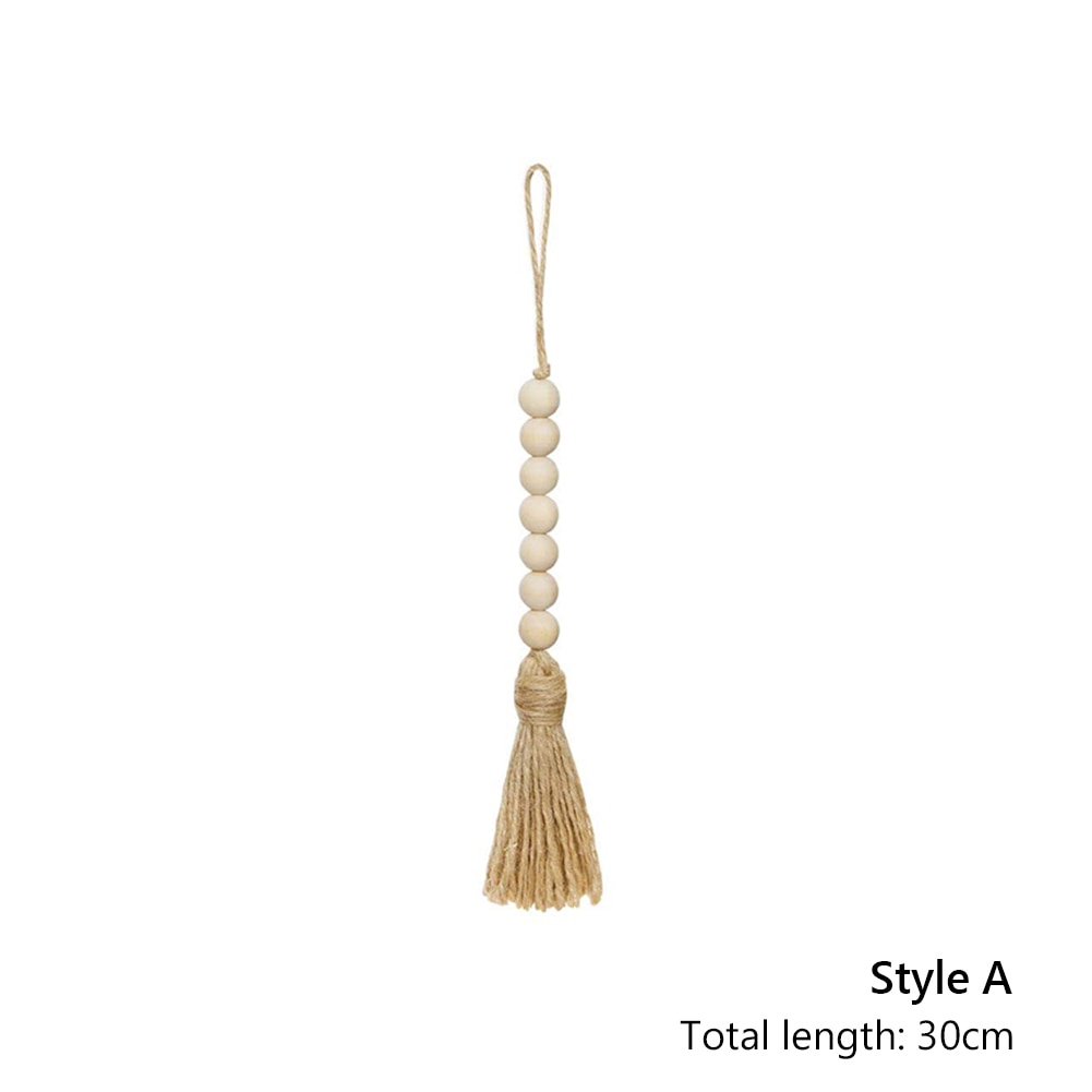 DIY Wooden Home Decoration Handmade Garland With Jute Rustic Tassel Wood Bead Garlands For Rattan Macrame Wall Hanging Boho Gift - Originalsgroup
