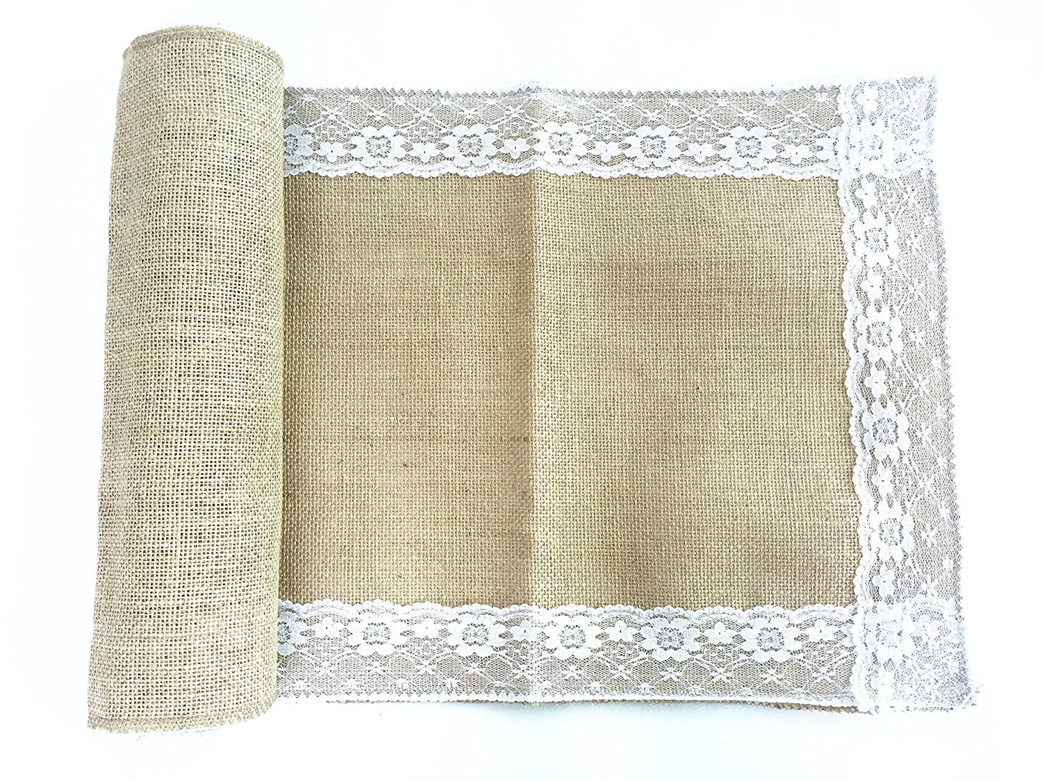 Originals Group 14"x 80" Natural Burlap Lace Table Runner Country Outdoor Wedding Decorations, Baby Shower (1) - Originalsgroup