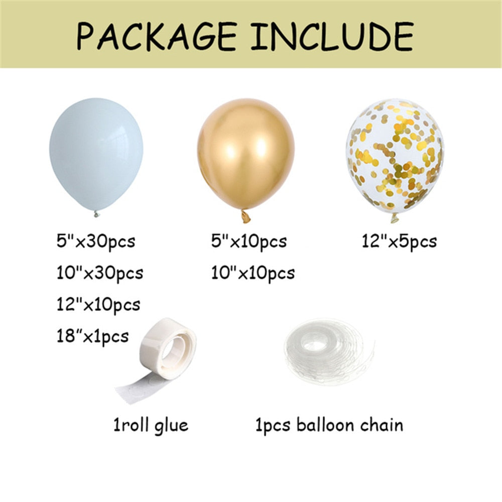 98 pcs White Balloons Garland Arch Kit Confetti Metallic Gold Pastel Latex Balloon Baby Shower Birthday Graduation Party Decor - Originalsgroup