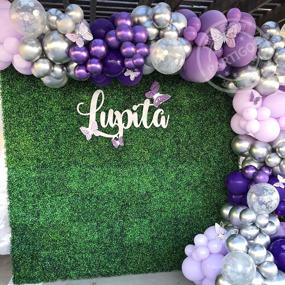 132pcs Macaron Purple Wedding Balloon Garland Metallic Purple Silver Balloons Arch Kit One Party Anniversary Birthday Decor - Originalsgroup