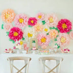 Colorful Fiesta Paper Flowers for Wall Fairy Birthday Decoration Carnival Party Backdrop Centerpiece Wedding Outdoor Spring Rainbow Pastel Classroom Photo Props Assorted Pom Poms - Originalsgroup