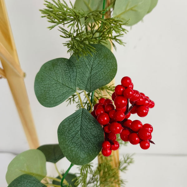 70'' Artificial Pine Needle and Red Berry Christmas Garland Wreath, Artificial Greenery Vines for Wedding Party Mantle, Table Runner, Home Decor, Offices Decor, Summer Decor