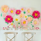 Colorful Fiesta Paper Flowers for Wall Fairy Birthday Decoration Carnival Party Backdrop Centerpiece Wedding Outdoor Spring Rainbow Pastel Classroom Photo Props Assorted Pom Poms - Originalsgroup