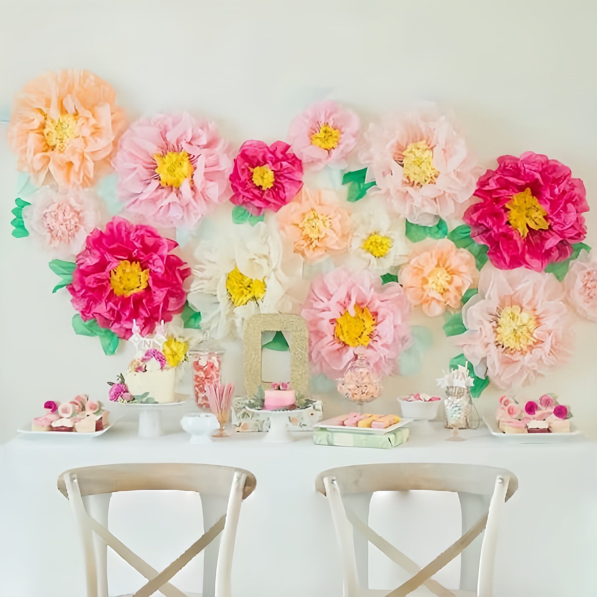 Colorful Fiesta Paper Flowers for Wall Fairy Birthday Decoration Carnival Party Backdrop Centerpiece Wedding Outdoor Spring Rainbow Pastel Classroom Photo Props Assorted Pom Poms - Originalsgroup