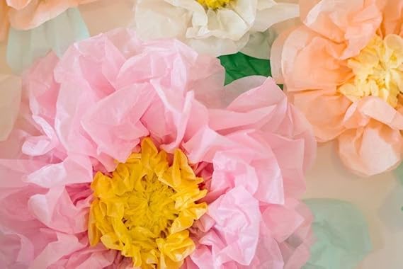Colorful Fiesta Paper Flowers for Wall Fairy Birthday Decoration Carnival Party Backdrop Centerpiece Wedding Outdoor Spring Rainbow Pastel Classroom Photo Props Assorted Pom Poms - Originalsgroup