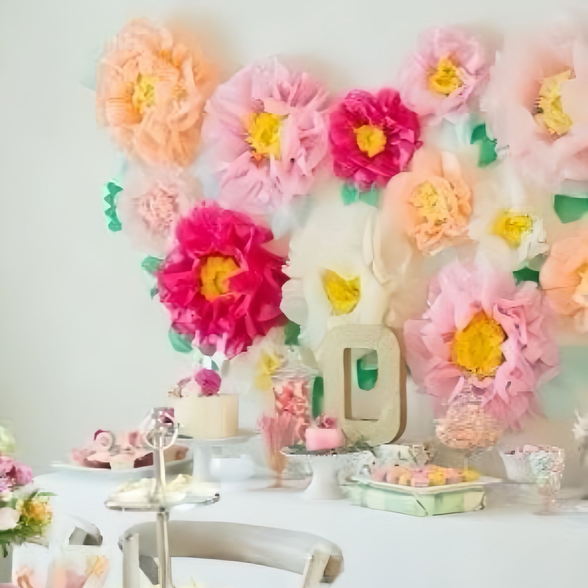 Colorful Fiesta Paper Flowers for Wall Fairy Birthday Decoration Carnival Party Backdrop Centerpiece Wedding Outdoor Spring Rainbow Pastel Classroom Photo Props Assorted Pom Poms - Originalsgroup