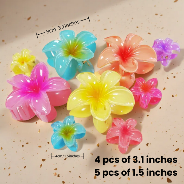 Flower Hair Clips Bouquet, party favors, Valentine's Day, Valentine's Day gift for her, Valentine's Day gift for him, inclued 9pcs Hawaiian Style hair claw, For Mother's Day Gifts, Easter Home Decor