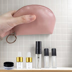 Mini Travel Makeup Bag Cosmetic Storage Bag - included Mini Refillable Containers Mini Glass Dropper Bottle Set - Portable Cosmetic Organizer Refillable Bottles Rubber Inserts Travel Essentials Spray Bottles Travel Makeup Containers