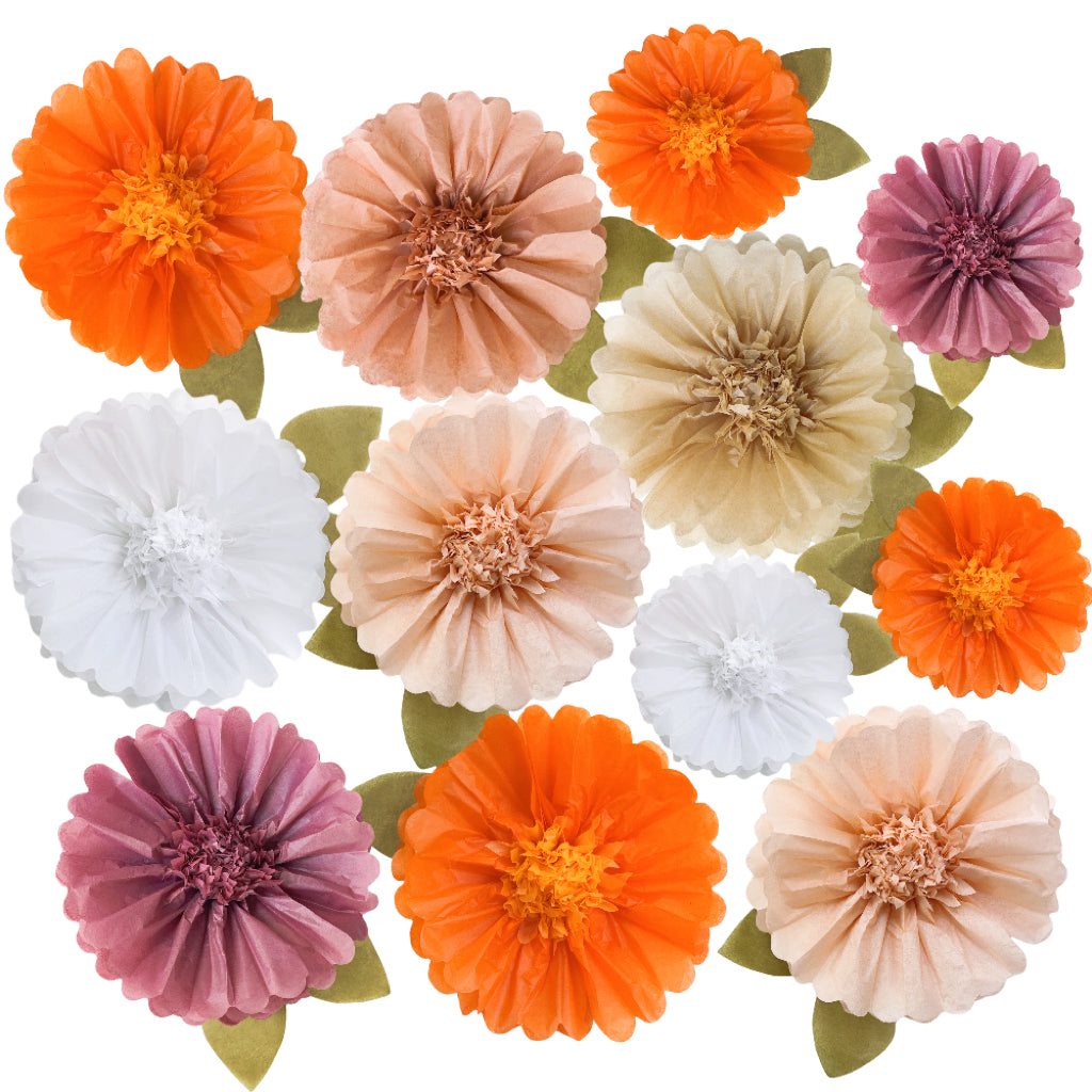 Colorful Fiesta Paper Flowers for Wall Fairy Birthday Decoration Carnival Party Backdrop Centerpiece Wedding Outdoor Spring Rainbow Pastel Classroom Photo Props Assorted Pom Poms - Originalsgroup