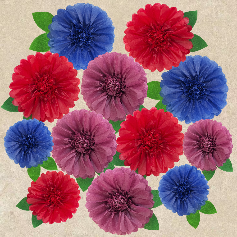 Colorful Fiesta Paper Flowers for Wall Fairy Birthday Decoration Carnival Party Backdrop Centerpiece Wedding Outdoor Spring Rainbow Pastel Classroom Photo Props Assorted Pom Poms - Originalsgroup