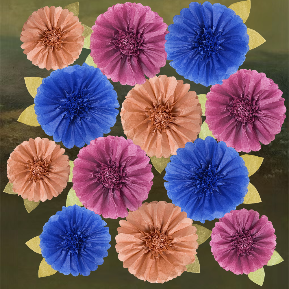 Colorful Fiesta Paper Flowers for Wall Fairy Birthday Decoration Carnival Party Backdrop Centerpiece Wedding Outdoor Spring Rainbow Pastel Classroom Photo Props Assorted Pom Poms - Originalsgroup
