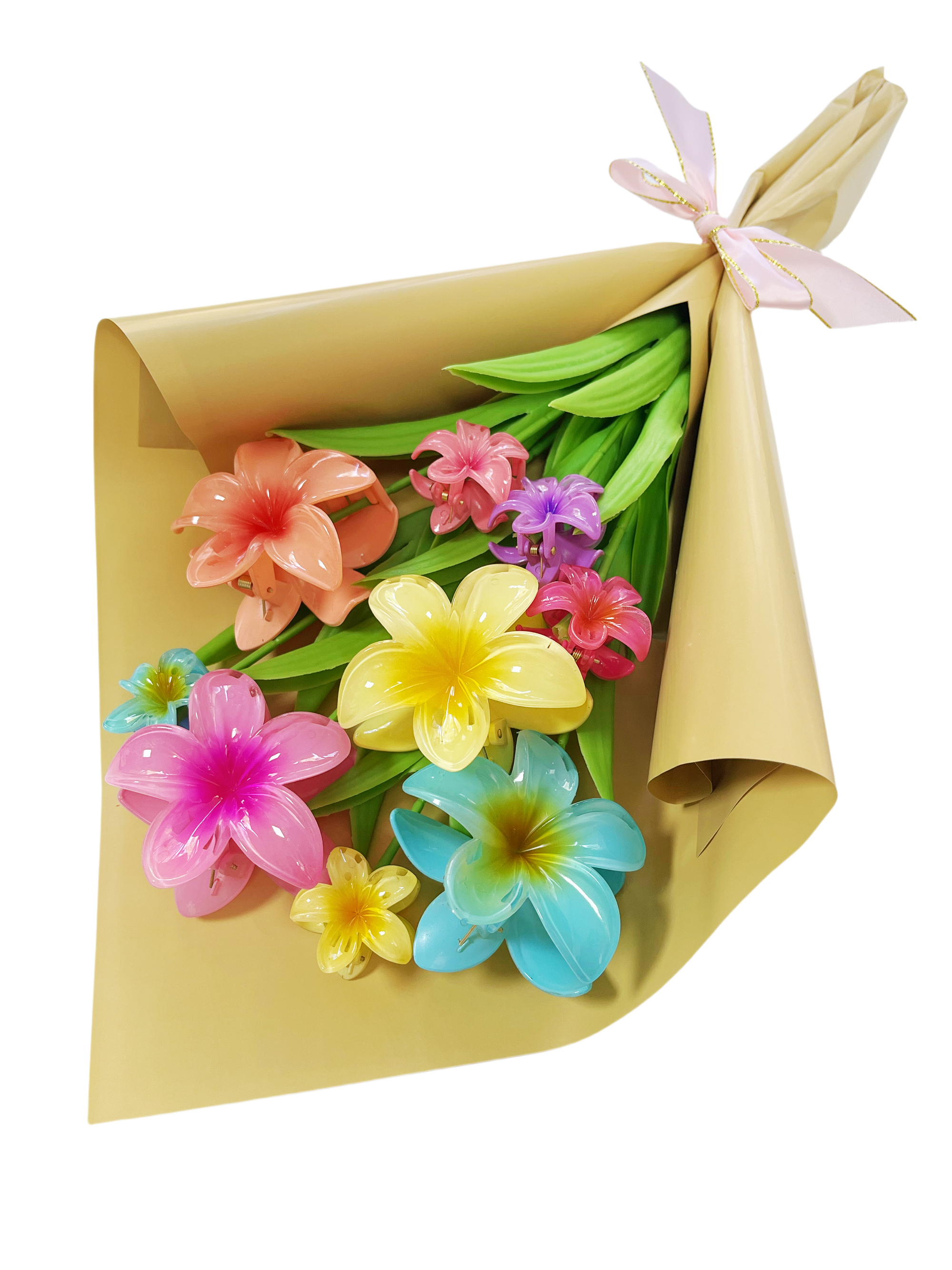 Flower Hair Clips Bouquet, party favors, Valentine's Day, Valentine's Day gift for her, Valentine's Day gift for him, inclued 9pcs Hawaiian Style hair claw, For Mother's Day Gifts, Easter Home Decor