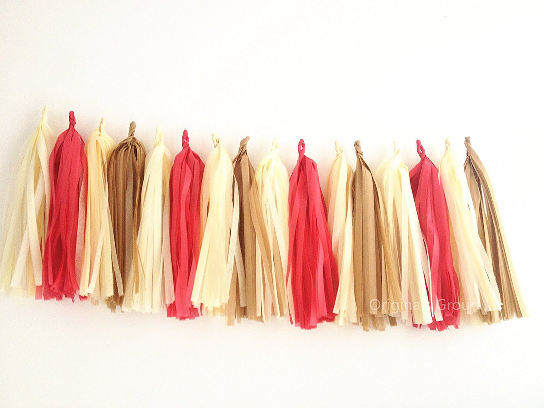 16 X Nude color Tissue Paper Tassels for Party Wedding Gold Garland Bunting Pom PomTissue paper tassels Quantity: 16 tassels with FREE string 31cm long for each tissue tassles - Originalsgroup