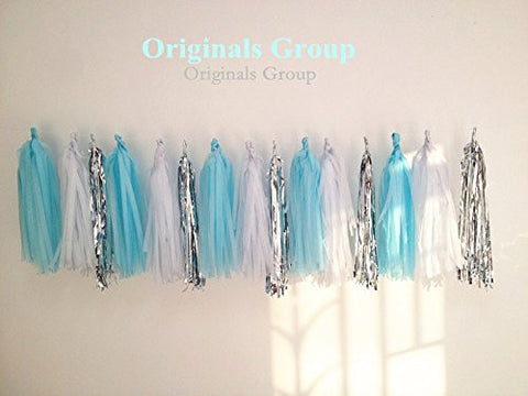 (Tassels Ship Assembled and Ready to Hang) 12 X Tissue Paper Tassels for Party Wedding Gold Garland Bunting Pom Pom - Originalsgroup