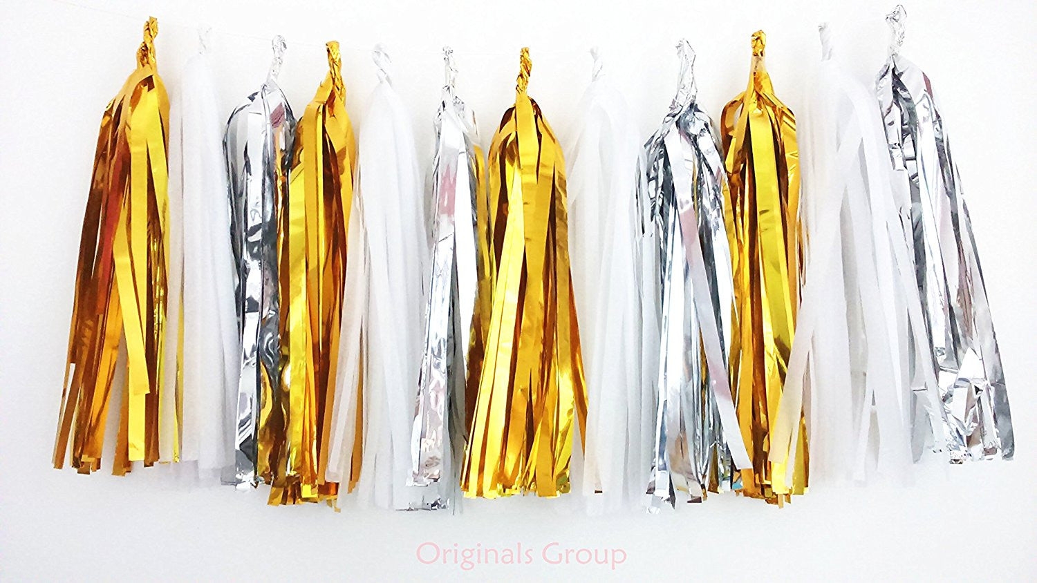 12 X Tissue Paper Tassels for Party Wedding Gold Garland Bunting Pom Pom - Originalsgroup