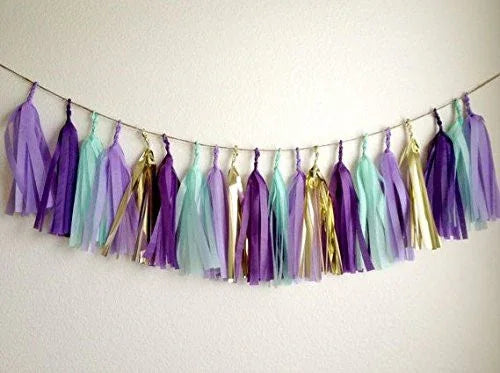 16 X Originals Group Purple Tissue Paper Tassels for Party Wedding Gold Garland Bunting Pom Pom - Originalsgroup