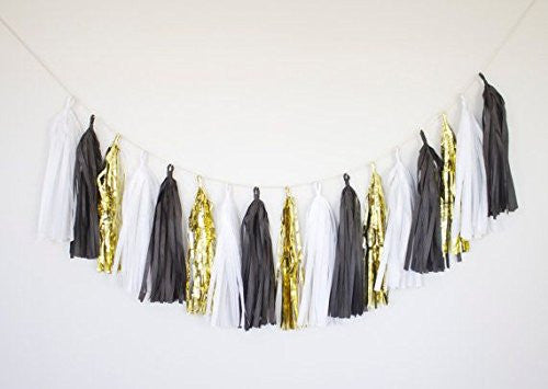 15 X Design Tissue Paper Tassels for Party Wedding Gold Garland Bunting Pom Pom - Originalsgroup
