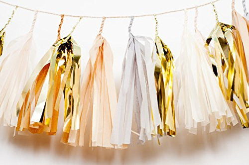 16 x Design TISSUE PAPER TASSELS for Party Wedding gold Garland Bunting Pom Pom - Originalsgroup