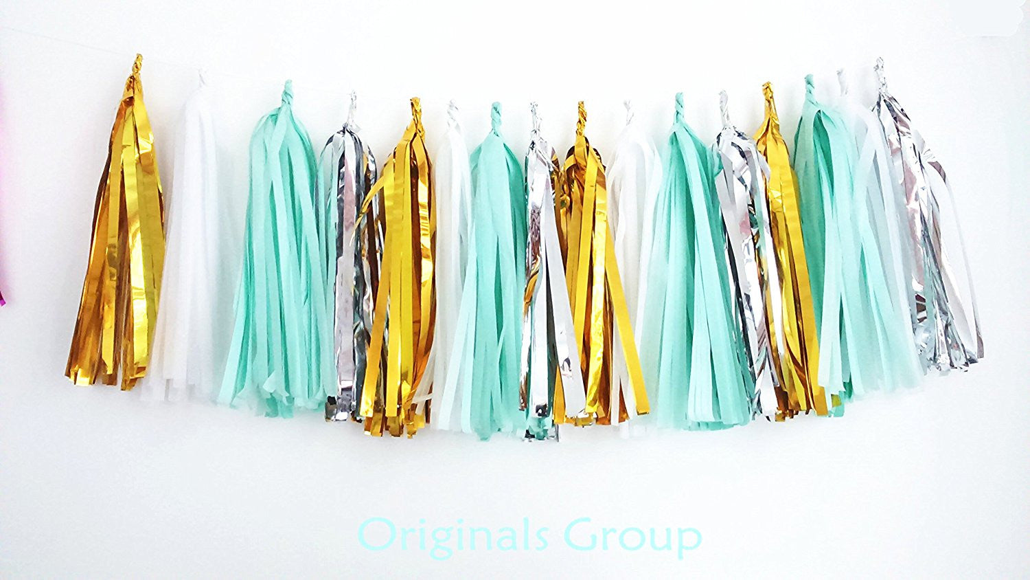 16 X Tissue Paper Tassels for Party Wedding Gold Garland Bunting Pom Pom - Originalsgroup