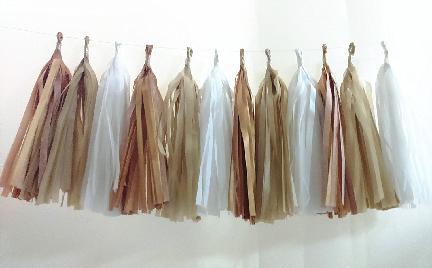 (Tassels Ship Assembled and Ready to Hang) 12 X Camel Tissue Paper Tassels for Party Wedding Gold Garland Bunting Pom Pom - Originalsgroup