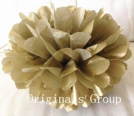 (12pcs) Gold Mixed Size Tissue Paper Pom Poms Lanterns Decorations - Originalsgroup