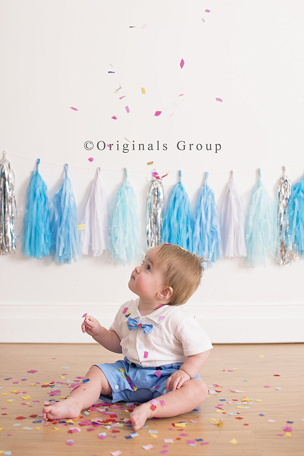 16 X Blue Tissue Paper Tassels for Party Wedding Gold Garland Bunting Pom Pom - Originalsgroup