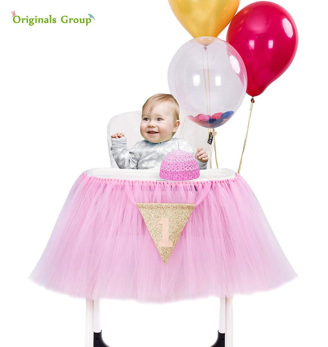 Originals Group 1st Birthday Pink Tutu for High Chair Decoration for Party Supplies - Originalsgroup
