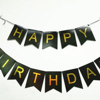 Originals Group Black Gold Foiled Star Happy Birthday Bunting Banner for Party Decorations - Originalsgroup