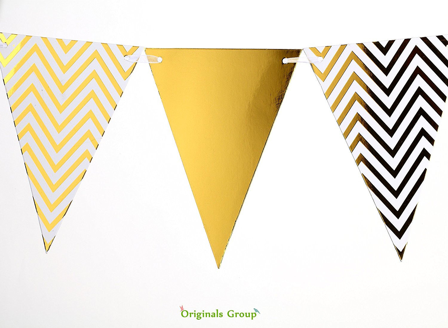 Originals Group Gold Foiled 9 feet Triangle Flag Banner Bunting for Party Nursery Decorations - Originalsgroup