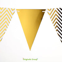 Originals Group Gold Foiled 9 feet Triangle Flag Banner Bunting for Party Nursery Decorations - Originalsgroup