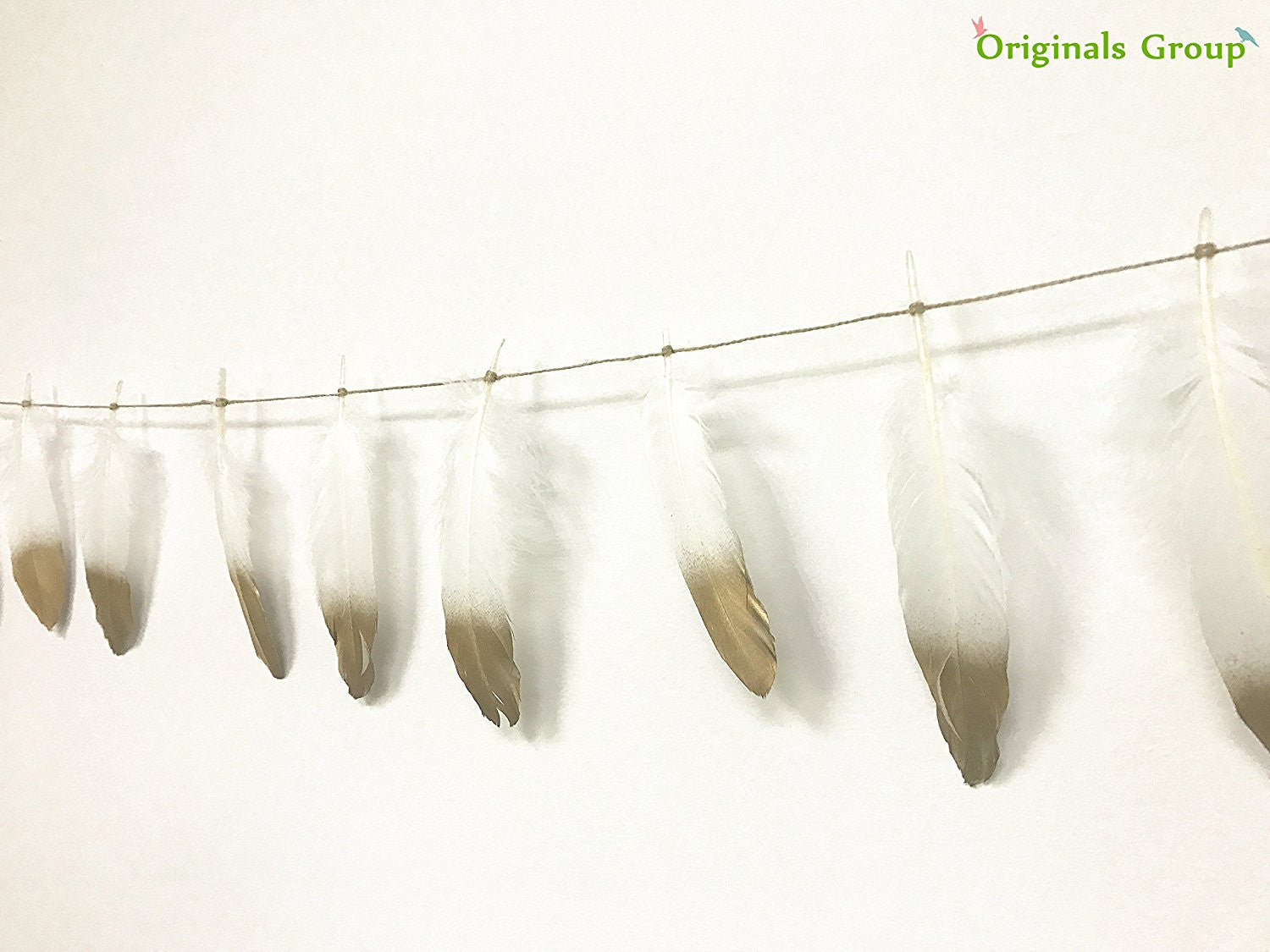 Gold feather garland for party wedings baby shower events decorations (White+Gold) - Originalsgroup
