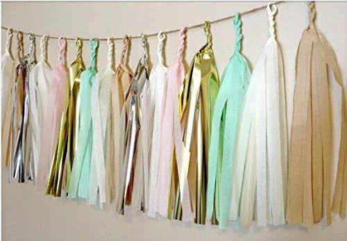 24 X Design Tissue Paper Tassels for Party Wedding Gold Garland Bunting Pom Pom - Originalsgroup