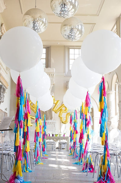 20 Rainbow Tassels Tail Garland with 90cm / 3ft Jumbo Balloon Giant Balloon for Party Bunting - Originalsgroup