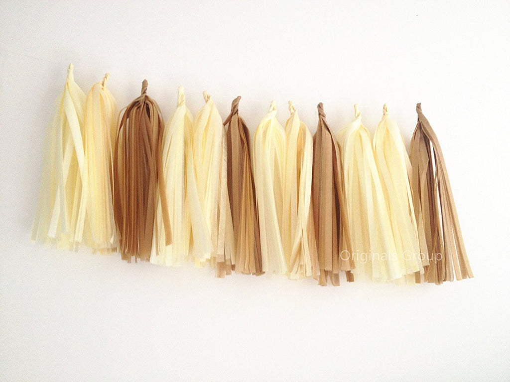12 X Nude-color Tissue Paper Tassels for Party Wedding Gold Garland Bunting Pom Pom - Originalsgroup