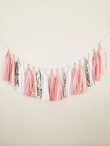 16 X Pink Tissue Paper Tassels for Party Wedding Gold Garland Bunting Pom Pom - Originalsgroup