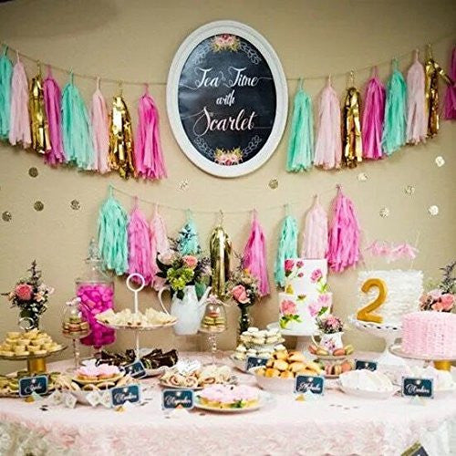 16 X Originals Group Events Tissue Paper Tassels for Party Wedding Gold Garland Bunting Pom Pom - Originalsgroup