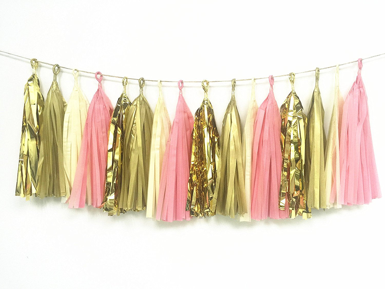 16 X Originals Group Coral Gold Apricot Tissue Paper Tassels for Party Wedding Gold Garland Bunting Pom Pom - Originalsgroup