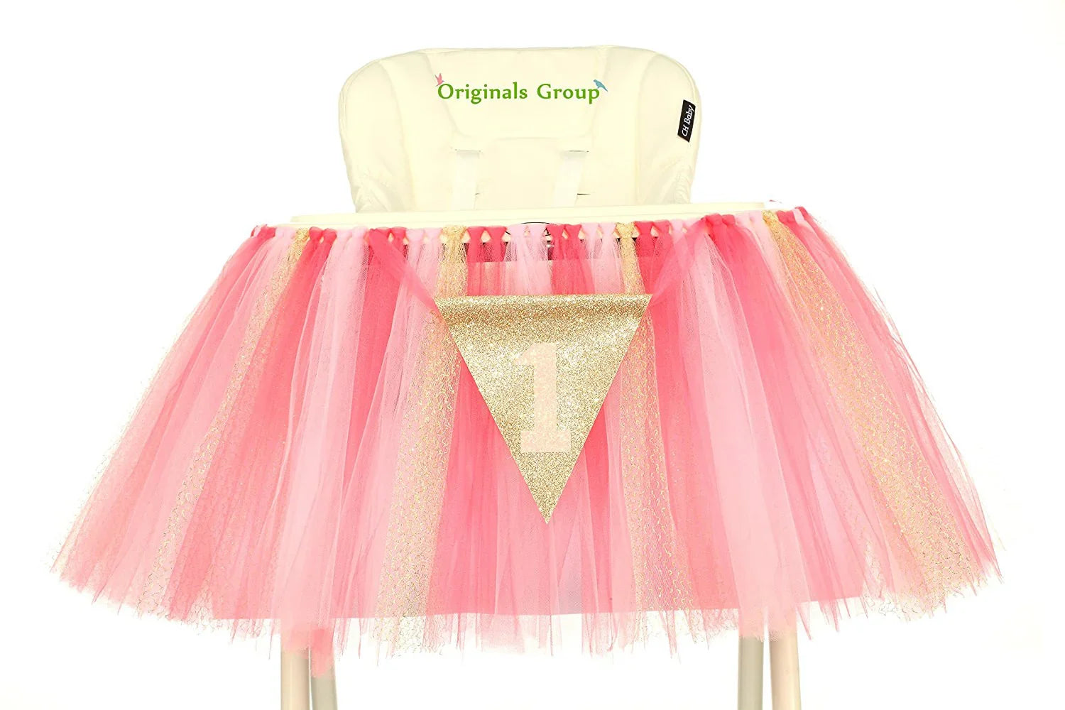 Originals Group 1st Birthday Pink Gold Tutu for High Chair Decoration for Party Supplies - Originalsgroup