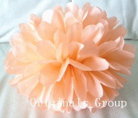 (12pcs) Peach White Mixed Size Tissue Paper Pom Poms Lanterns Decorations - Originalsgroup
