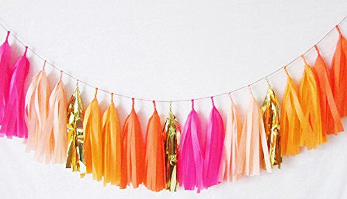 20 X Design Tissue Paper Tassels for Party Wedding Gold Garland Bunting Pom Pom - Originalsgroup