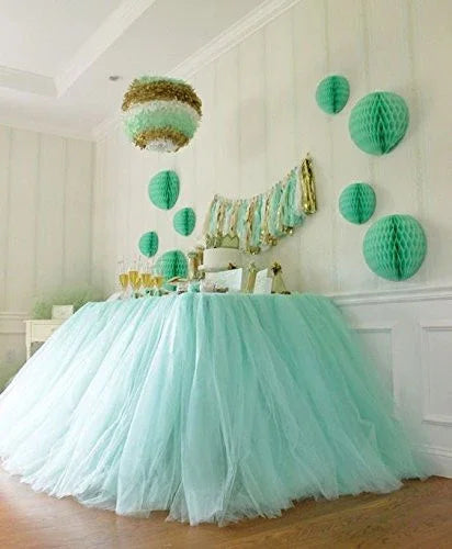 Originals Group Tutu Table Skirt , Mint Tulle Tutu Table Skirt Decor, Birthday Event Wedding Party Decoration (Mint) - Originalsgroup