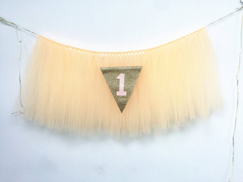 Originals Group 1st Birthday Peach Tutu for High Chair Decoration for Party Supplies - Originalsgroup