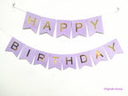 Originals Group Lavender Gold Foiled Star Happy Birthday Bunting Banner for Party Decorations - Originalsgroup