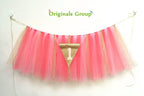 Originals Group 1st Birthday Pink Gold Tutu for High Chair Decoration for Party Supplies - Originalsgroup