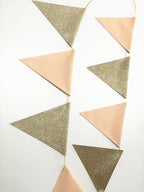 Originals Group Vintage Triangle Flag Banner, Peach Apricot Gold Glitter Sparkle Bunting Flag garland Party Decorations - Originalsgroup
